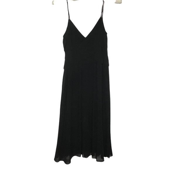 Theory Layna Bonita Black Silk Chiffon Spaghetti Strap MIDI Dress 0 - Picture 8 of 13